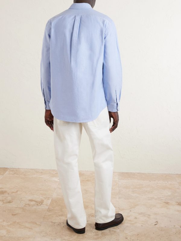 Button-Down Collar Logo-Embroidered Cotton Oxford Shirt - BK