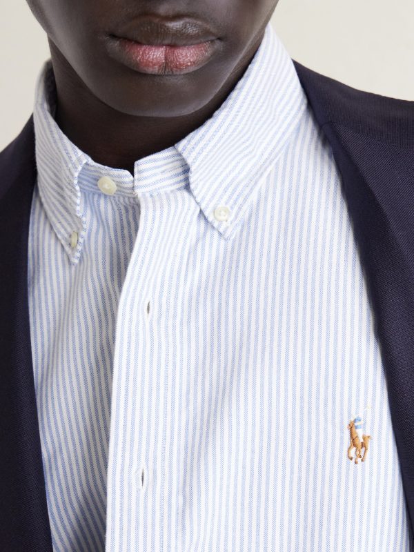 Button-Down Collar Logo-Embroidered Striped Cotton Oxford Shirt - CU Button-Down Collar Logo-Embroidered Striped Cotton Oxford Shirt - CU