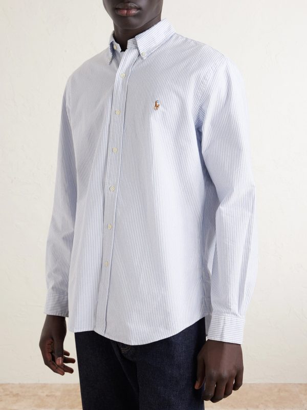 Button-Down Collar Logo-Embroidered Striped Cotton Oxford Shirt - FR Button-Down Collar Logo-Embroidered Striped Cotton Oxford Shirt - FR