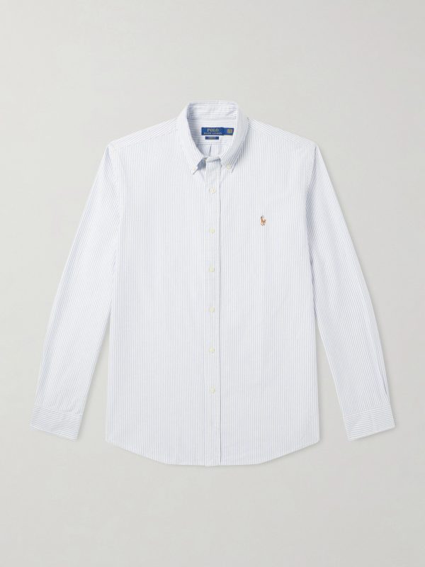 Button-Down Collar Logo-Embroidered Striped Cotton Oxford Shirt Button-Down Collar Logo-Embroidered Striped Cotton Oxford Shirt