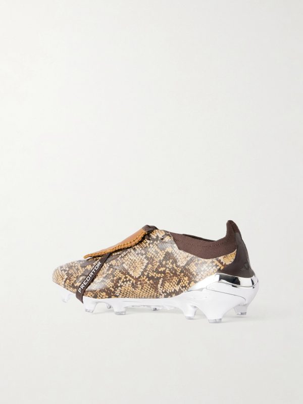 + Wales Bonner Predator Elite FT FG Snake-Effect Leather-Trimmed Coated Sneakers - BK