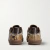 + Wales Bonner Gazelle suede-trimmed snake-effect leather sneakers - BK + Wales Bonner Gazelle suede-trimmed snake-effect leather sneakers - BK
