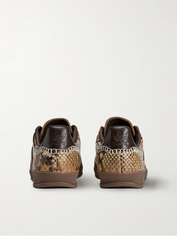 + Wales Bonner Gazelle suede-trimmed snake-effect leather sneakers - BK + Wales Bonner Gazelle suede-trimmed snake-effect leather sneakers - BK