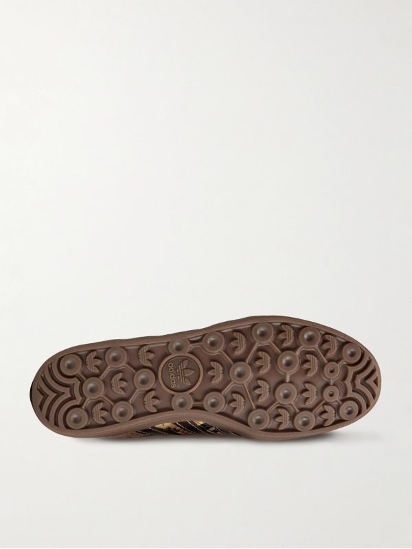 + Wales Bonner Gazelle suede-trimmed snake-effect leather sneakers - E1 + Wales Bonner Gazelle suede-trimmed snake-effect leather sneakers - E1