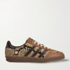+ Wales Bonner Gazelle suede-trimmed snake-effect leather sneakers + Wales Bonner Gazelle suede-trimmed snake-effect leather sneakers