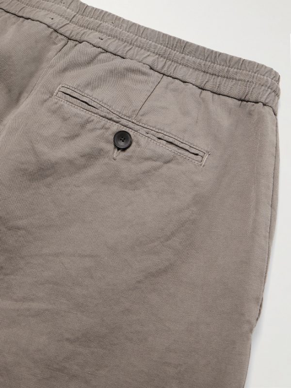 Straight-Leg Cotton and Linen-Blend Twill Drawstring Trousers - CU
