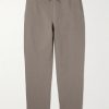 Straight-Leg Cotton and Linen-Blend Twill Drawstring Trousers