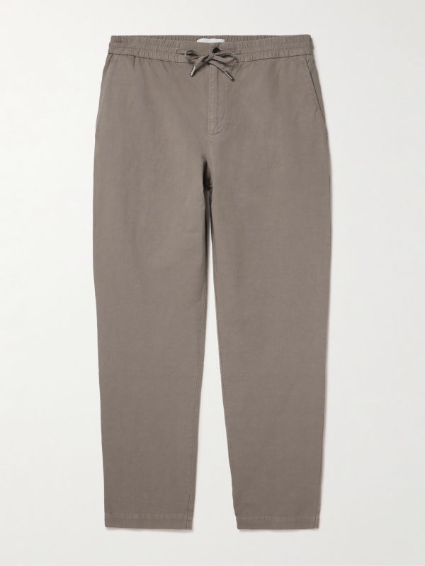 Straight-Leg Cotton and Linen-Blend Twill Drawstring Trousers
