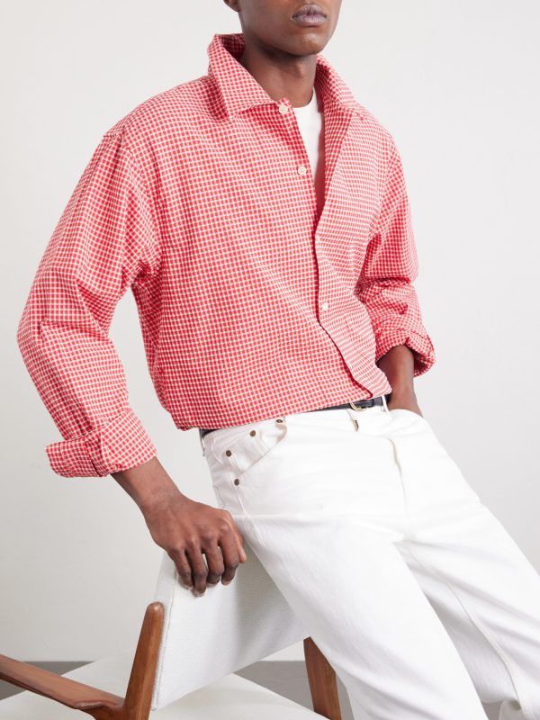 Reed 50057 Checked Organic Cotton-Blend Seersucker Shirt - CU Reed 50057 Checked Organic Cotton-Blend Seersucker Shirt - CU