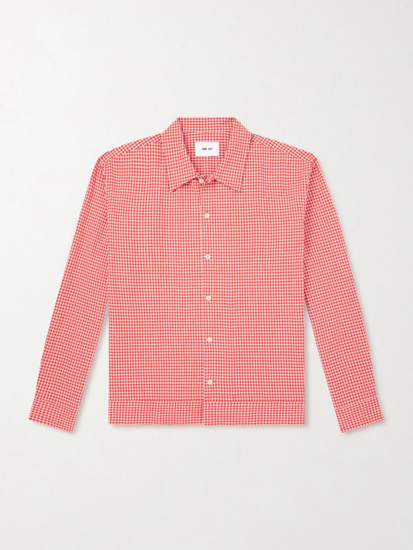 Reed 50057 Checked Organic Cotton-Blend Seersucker Shirt Reed 50057 Checked Organic Cotton-Blend Seersucker Shirt