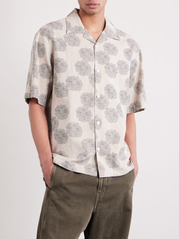 Ole 5396 Camp-Collar Printed Linen and Cotton-Blend Shirt - FR Ole 5396 Camp-Collar Printed Linen and Cotton-Blend Shirt - FR