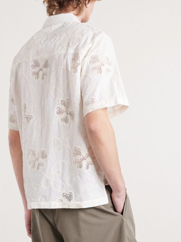 Ben 50049 Camp-Collar Embroidered Organic Cotton-Poplin Shirt - BK Ben 50049 Camp-Collar Embroidered Organic Cotton-Poplin Shirt - BK