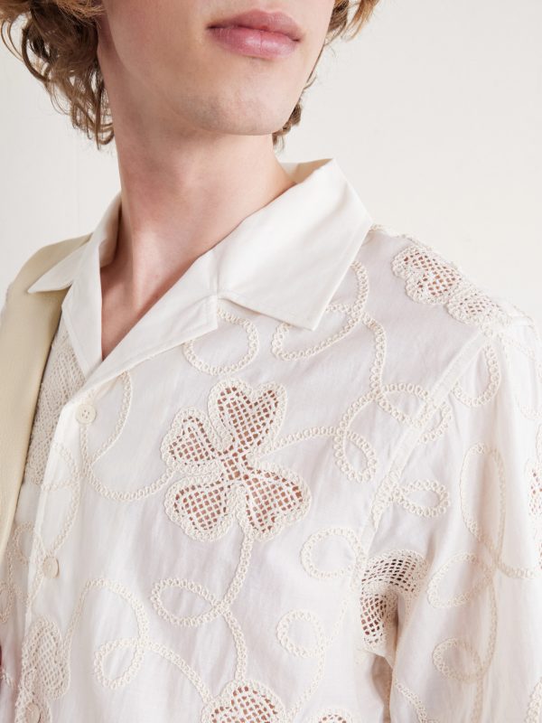 Ben 50049 Camp-Collar Embroidered Organic Cotton-Poplin Shirt - CU Ben 50049 Camp-Collar Embroidered Organic Cotton-Poplin Shirt - CU