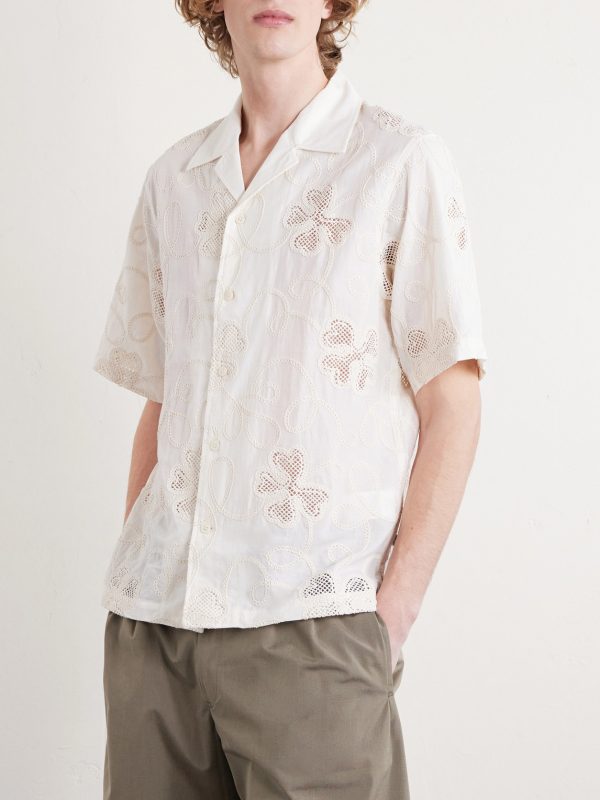 Ben 50049 Camp-Collar Embroidered Organic Cotton-Poplin Shirt - FR Ben 50049 Camp-Collar Embroidered Organic Cotton-Poplin Shirt - FR