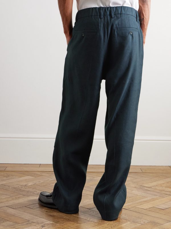 Kay 10037 Straight-Leg Pleated Woven Trousers - BK Kay 10037 Straight-Leg Pleated Woven Trousers - BK