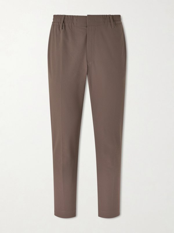 Billie 10038 Straight-Leg Seersucker Drawstring Trousers Billie 10038 Straight-Leg Seersucker Drawstring Trousers