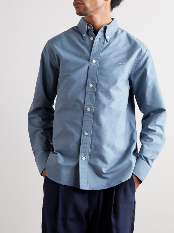 Colby 5910 Button-Down Collar Logo-Embroidered Organic Cotton Shirt - FR
