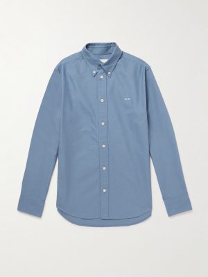 Colby 5910 Button-Down Collar Logo-Embroidered Organic Cotton Shirt Colby 5910 Button-Down Collar Logo-Embroidered Organic Cotton Shirt