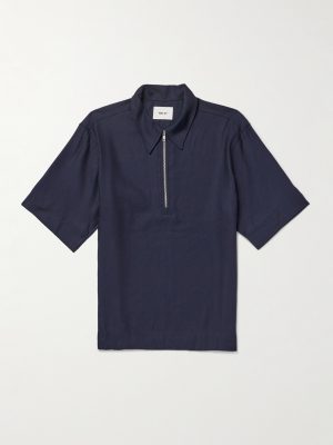 Bruno 1808 LENZING™ ECOVERO™ and Linen-Blend Half-Zip Polo Shirt