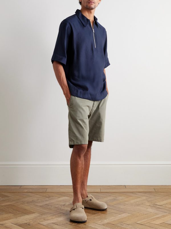 Bruno 1808 LENZING™ ECOVERO™ and Linen-Blend Half-Zip Polo Shirt - OU Bruno 1808 LENZING™ ECOVERO™ and Linen-Blend Half-Zip Polo Shirt - OU