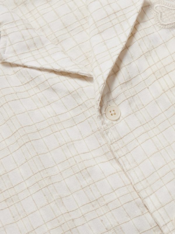 Ben 50041 Camp-Collar Embroidered Checked Organic Cotton-Blend Shirt - CU Ben 50041 Camp-Collar Embroidered Checked Organic Cotton-Blend Shirt - CU