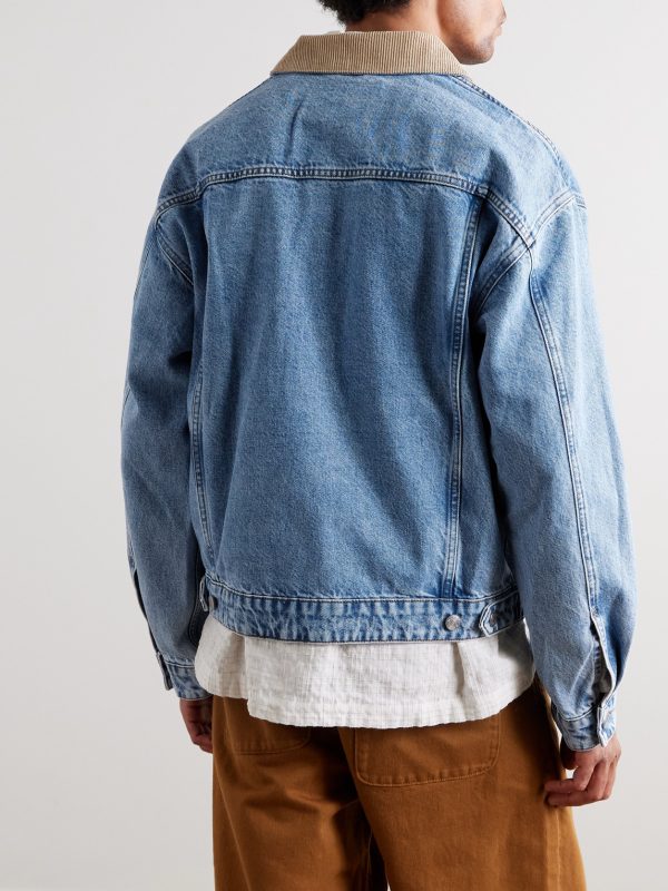 Roy 1882 Corduroy-Trimmed Organic Denim Jacket - BK Roy 1882 Corduroy-Trimmed Organic Denim Jacket - BK