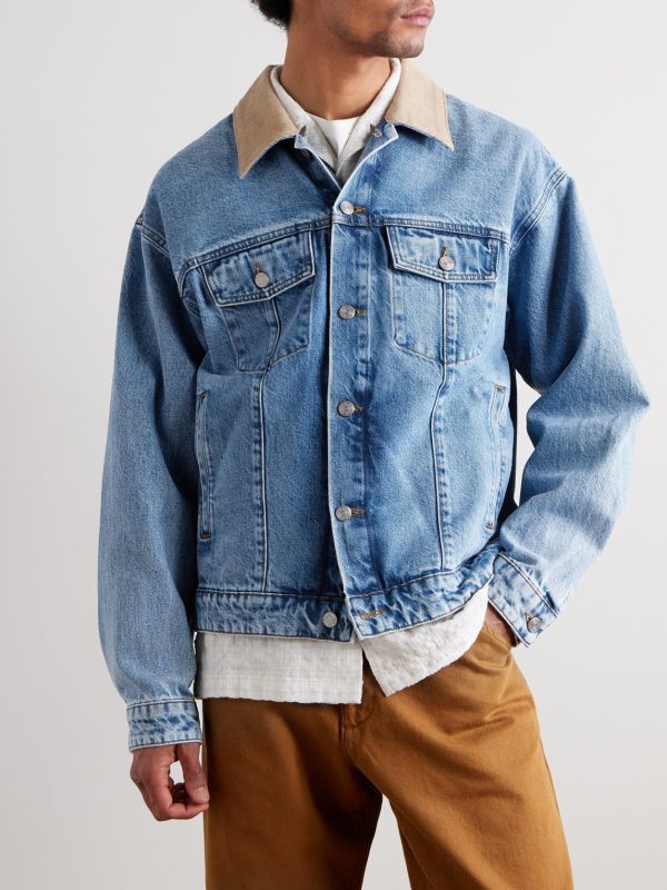 Roy 1882 Corduroy-Trimmed Organic Denim Jacket - FR Roy 1882 Corduroy-Trimmed Organic Denim Jacket - FR