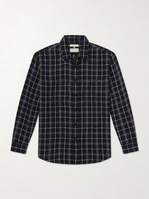 Julian Checked Organic Cotton and Linen-Blend Flannel Shirt