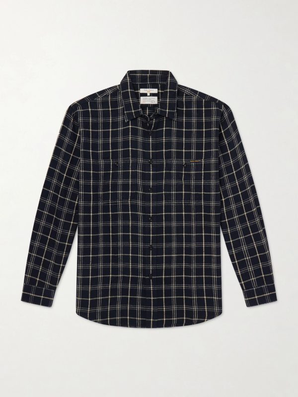 Julian Checked Organic Cotton and Linen-Blend Flannel Shirt Julian Checked Organic Cotton and Linen-Blend Flannel Shirt