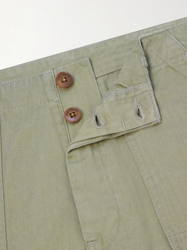 Straight-Leg Herringbone Cotton Trousers - E1 Straight-Leg Herringbone Cotton Trousers - E1