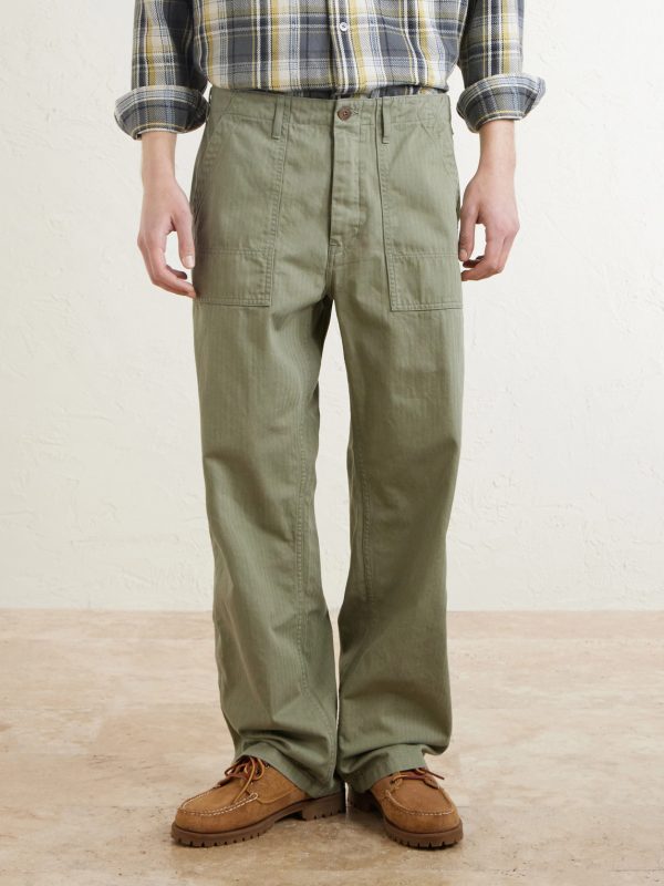 Straight-Leg Herringbone Cotton Trousers - FR Straight-Leg Herringbone Cotton Trousers - FR
