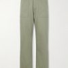 Straight-Leg Herringbone Cotton Trousers Straight-Leg Herringbone Cotton Trousers