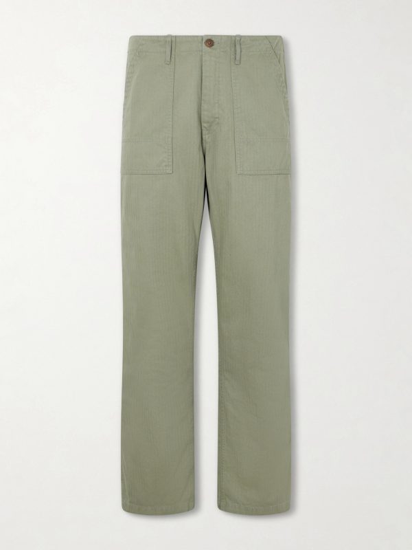 Straight-Leg Herringbone Cotton Trousers Straight-Leg Herringbone Cotton Trousers