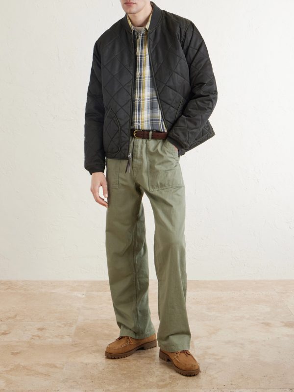 Straight-Leg Herringbone Cotton Trousers - OU Straight-Leg Herringbone Cotton Trousers - OU