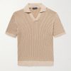 Rino Ribbed-Knit Cotton-Blend Polo Shirt Rino Ribbed-Knit Cotton-Blend Polo Shirt