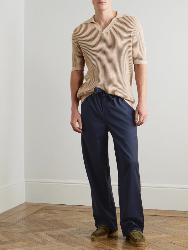 Rino Ribbed-Knit Cotton-Blend Polo Shirt - OU Rino Ribbed-Knit Cotton-Blend Polo Shirt - OU