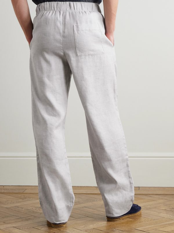 Luan Straight-Leg Linen and Cotton-Blend Drawstring Trousers - BK Luan Straight-Leg Linen and Cotton-Blend Drawstring Trousers - BK