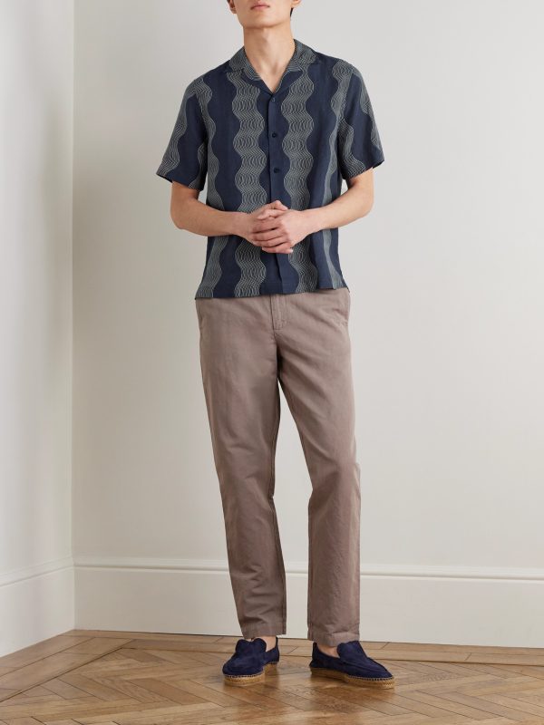 Roberto Camp-Collar Striped Linen Shirt - OU Roberto Camp-Collar Striped Linen Shirt - OU