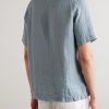 Angelo Camp-Collar Linen Shirt - BK Angelo Camp-Collar Linen Shirt - BK