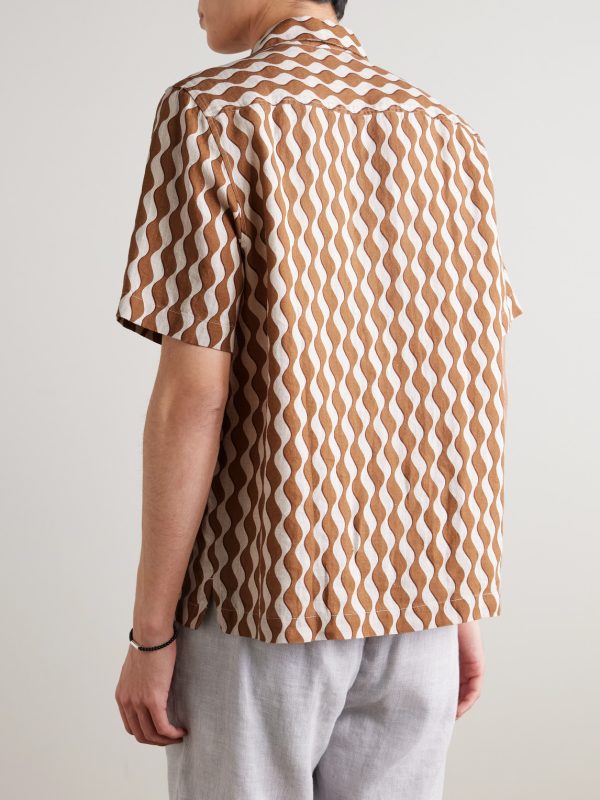 Roberto Camp-Collar Printed Linen Shirt - BK