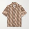 Roberto Camp-Collar Printed Linen Shirt