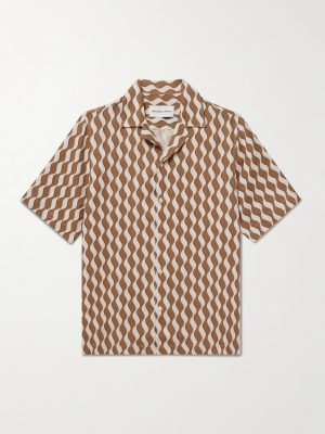 Roberto Camp-Collar Printed Linen Shirt Roberto Camp-Collar Printed Linen Shirt