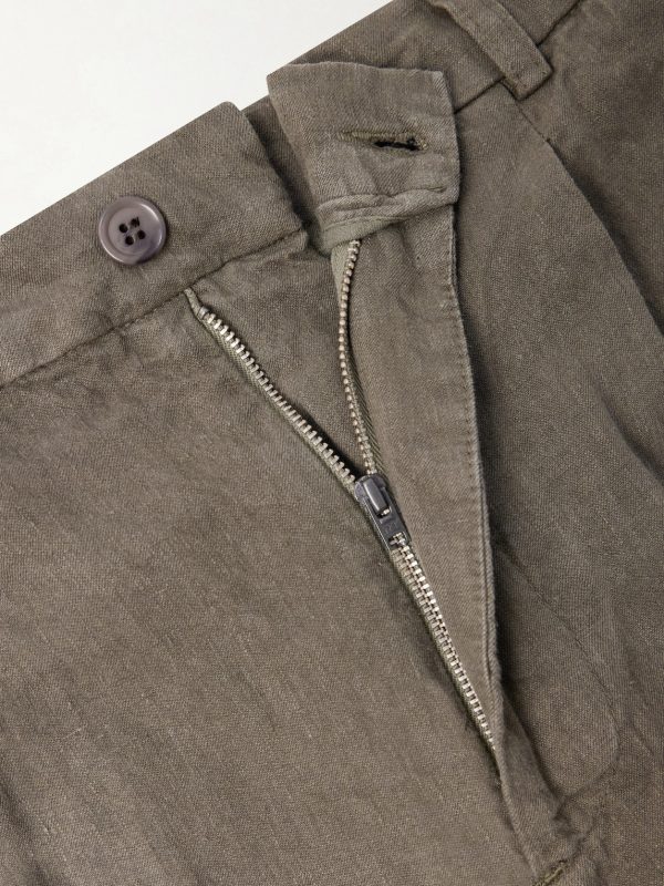 Straight-Leg Pleated Linen Trousers - E1 Straight-Leg Pleated Linen Trousers - E1