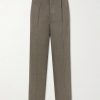 Straight-Leg Pleated Linen Trousers Straight-Leg Pleated Linen Trousers