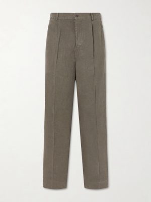 Straight-Leg Pleated Linen Trousers Straight-Leg Pleated Linen Trousers