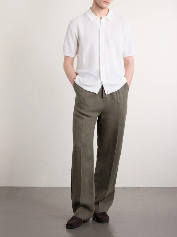 Straight-Leg Pleated Linen Trousers - OU Straight-Leg Pleated Linen Trousers - OU