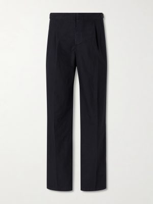 Safari Straight-Leg Cotton-Poplin Trousers