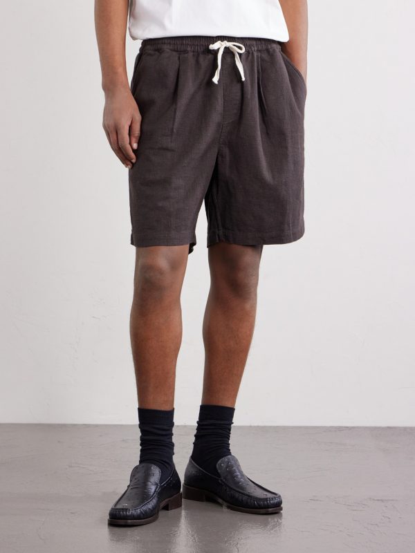 Straight-Leg Linen Drawstring Shorts - FR Straight-Leg Linen Drawstring Shorts - FR