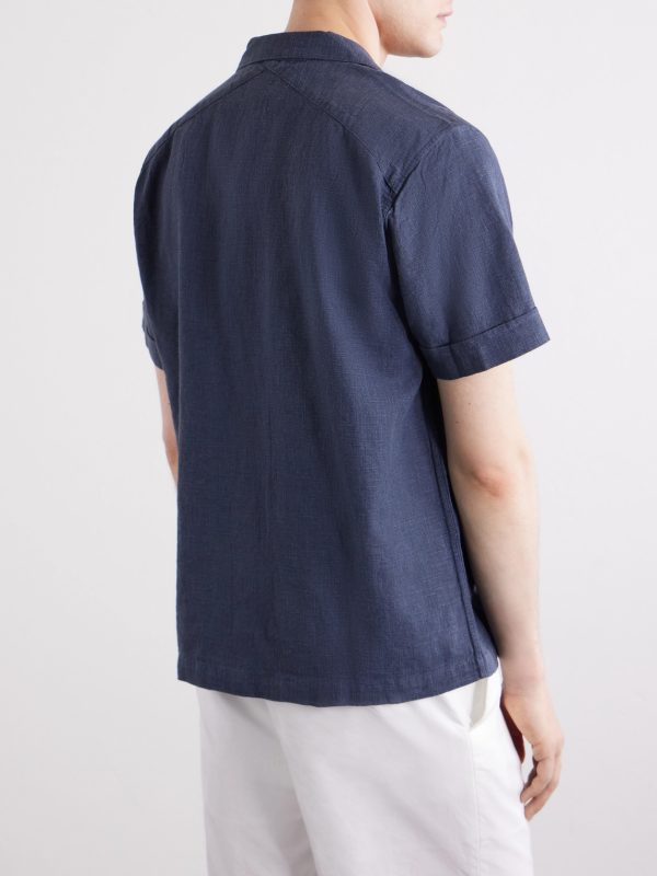 Convertible-collar Linen and Cotton-Blend Shirt - BK