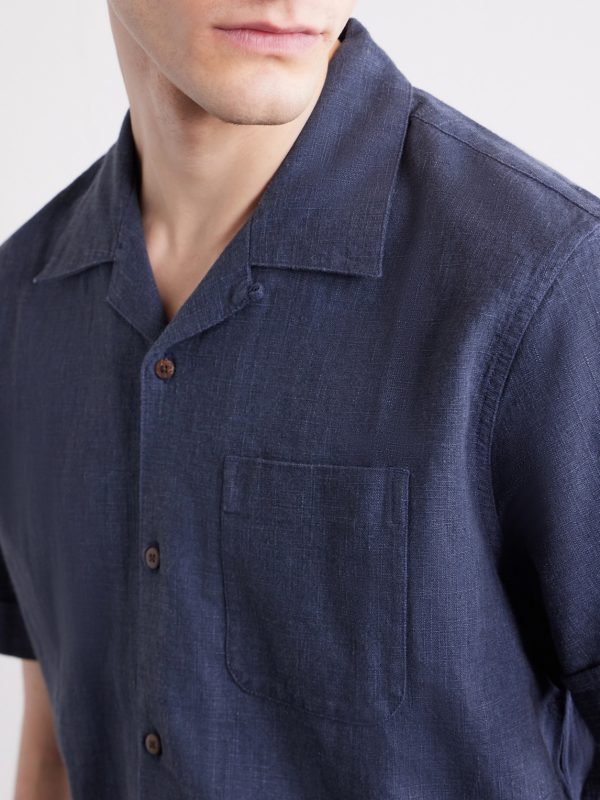 Convertible-collar Linen and Cotton-Blend Shirt - CU
